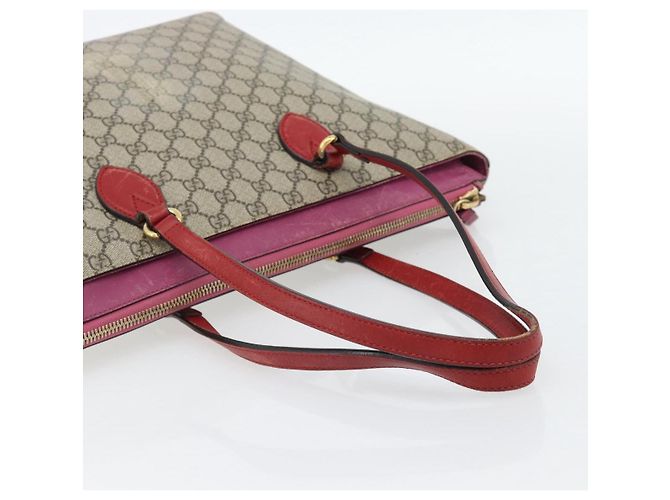 Borsa Tote GUCCI GG Supreme PVC Beige Oro 415721 Auth 181621 D'oro - vista 7