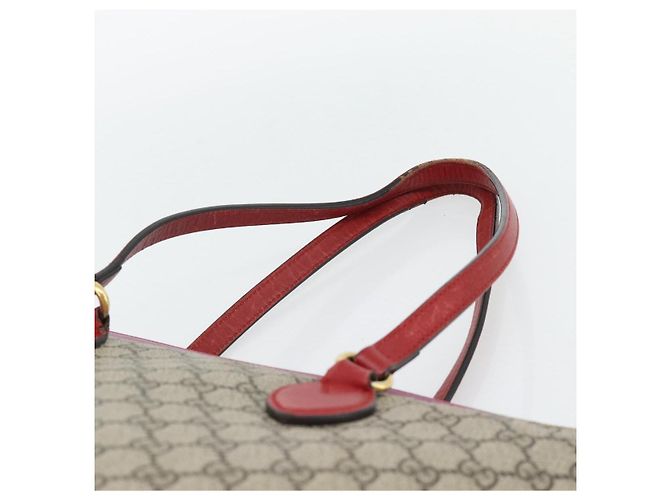 Borsa Tote GUCCI GG Supreme PVC Beige Oro 415721 Auth 181621 D'oro - vista 8
