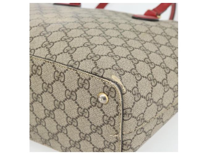 Borsa Tote GUCCI GG Supreme PVC Beige Oro 415721 Auth 181621 D'oro - vista 9