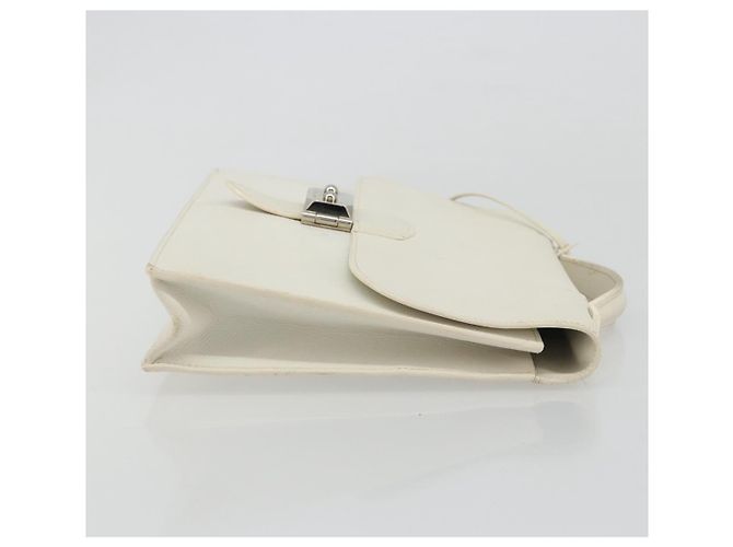 Hermès HERMES Bolso Adepeche 27 Hand Bag Cuero Blanco Plata Auth 182041A - vista 3