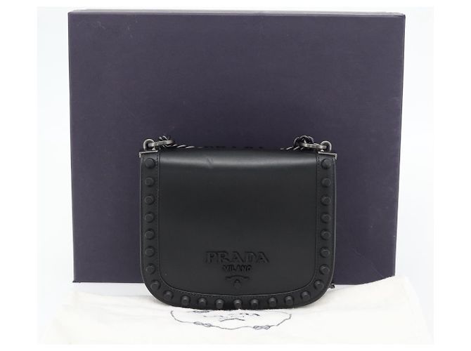 Borsa a Spalla con Catena PRADA in Pelle Nera Auth 182547M Nero - vista 12