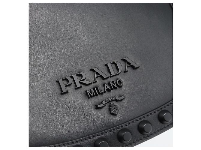 Borsa a Spalla con Catena PRADA in Pelle Nera Auth 182547M Nero - vista 17