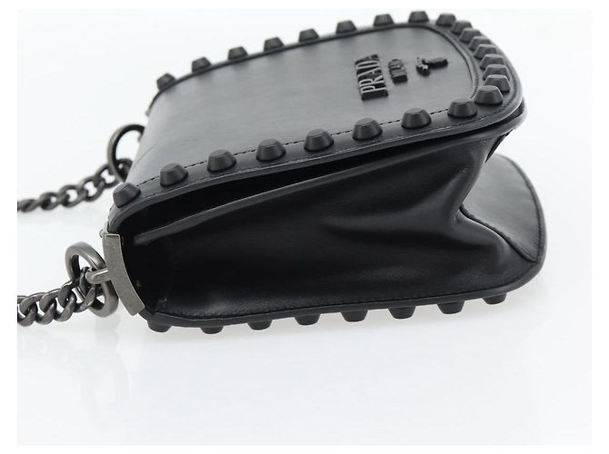 Borsa a Spalla con Catena PRADA in Pelle Nera Auth 182547M Nero - vista 3
