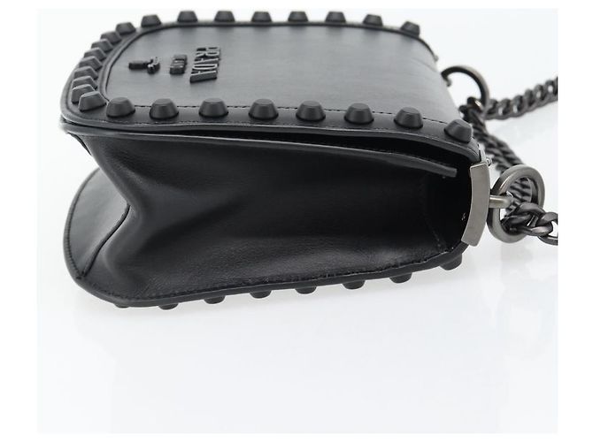 Borsa a Spalla con Catena PRADA in Pelle Nera Auth 182547M Nero - vista 4