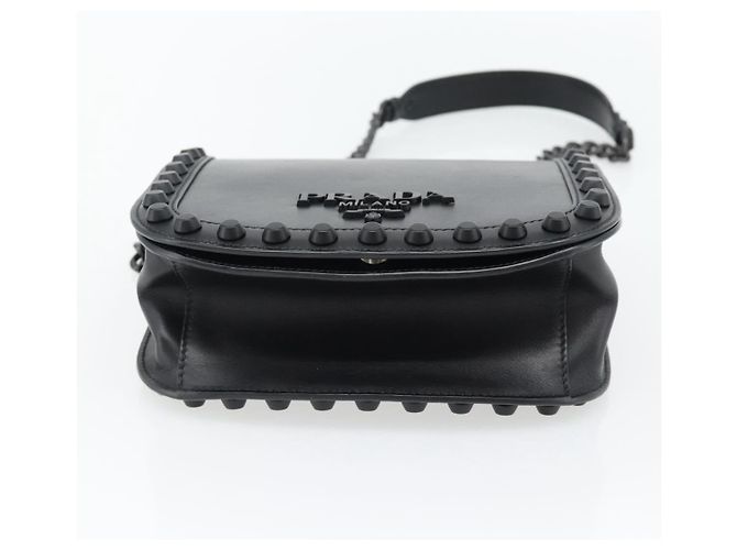 Borsa a Spalla con Catena PRADA in Pelle Nera Auth 182547M Nero - vista 5