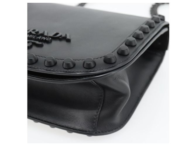 Borsa a Spalla con Catena PRADA in Pelle Nera Auth 182547M Nero - vista 8