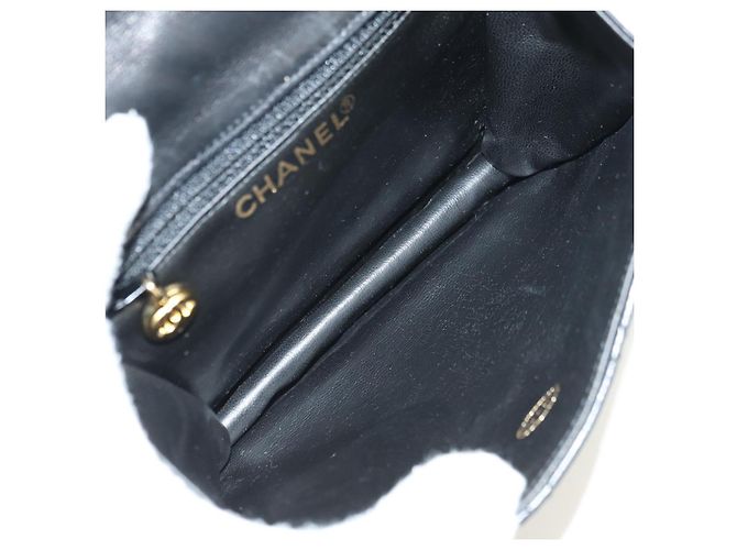 CHANEL Matelasse Chain Shoulder Bag Lamb Skin Black Gold CC Auth yk20399SAV Nero D'oro - vista 10