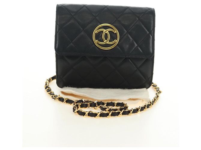CHANEL Matelasse Chain Shoulder Bag Lamb Skin Black Gold CC Auth yk20399SAV Nero D'oro - vista 12