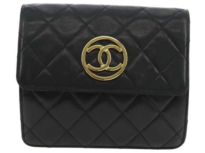 CHANEL Matelasse Chain Shoulder Bag Lamb Skin Black Gold CC Auth yk20399SAV Nero D'oro - vista 13