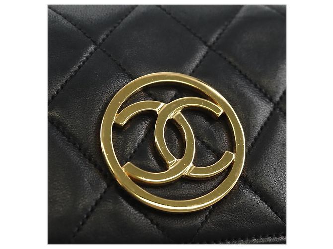 CHANEL Matelasse Chain Shoulder Bag Lamb Skin Black Gold CC Auth yk20399SAV Nero D'oro - vista 18