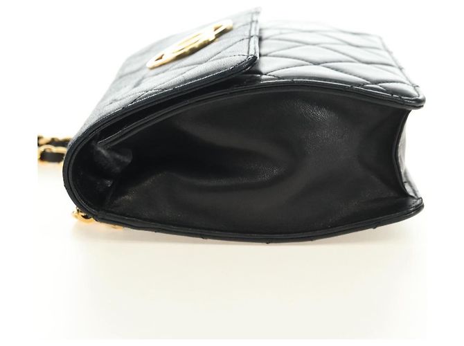 CHANEL Matelasse Chain Shoulder Bag Lamb Skin Black Gold CC Auth yk20399SAV Nero D'oro - vista 3