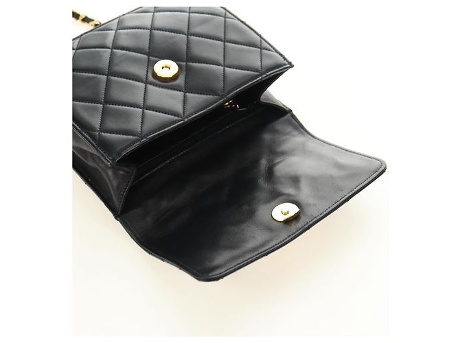 CHANEL Matelasse Chain Shoulder Bag Lamb Skin Black Gold CC Auth yk20399SAV Nero D'oro - vista 9