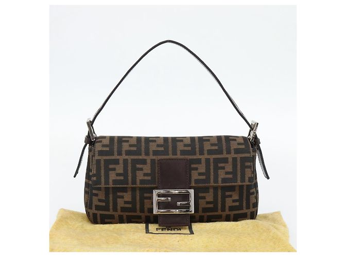 FENDI Mamma Baguette Schultertasche aus Zucca Canvas Schwarz Braun Authentisch 182220SAM - Ansicht 12