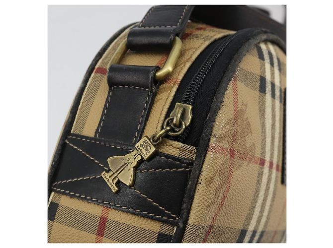 Borsa a Spalla Burberrys Nova Check PVC Beige Oro Auth 171262 D'oro - vista 10