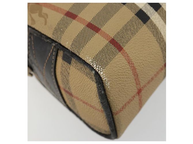 Borsa a Spalla Burberrys Nova Check PVC Beige Oro Auth 171262 D'oro - vista 14