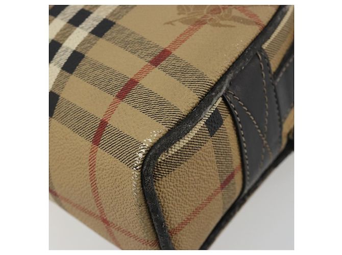 Borsa a Spalla Burberrys Nova Check PVC Beige Oro Auth 171262 D'oro - vista 15