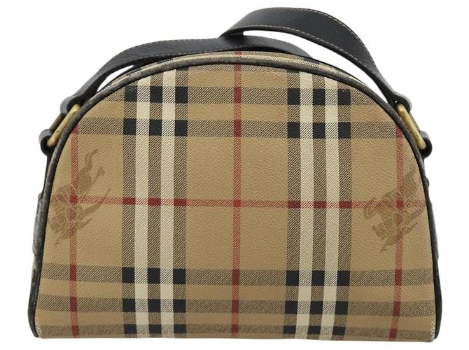 Borsa a Spalla Burberrys Nova Check PVC Beige Oro Auth 171262 D'oro - vista 2