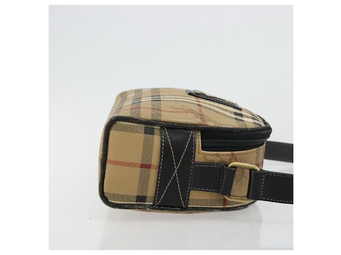Borsa a Spalla Burberrys Nova Check PVC Beige Oro Auth 171262 D'oro - vista 3