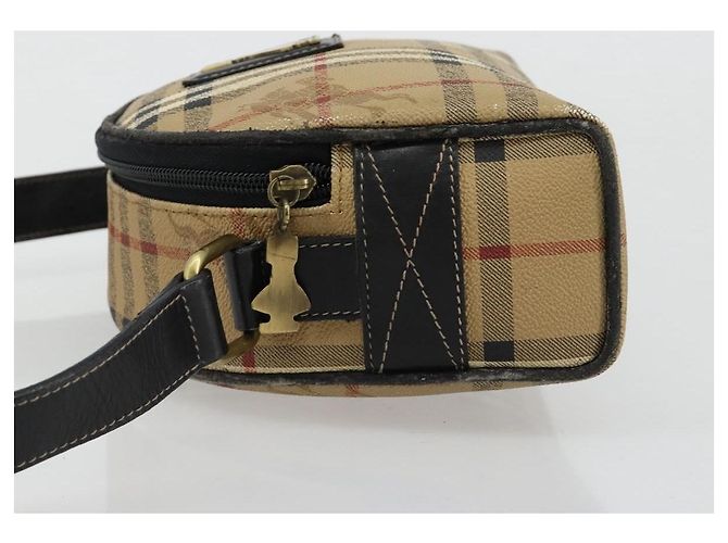 Borsa a Spalla Burberrys Nova Check PVC Beige Oro Auth 171262 D'oro - vista 4