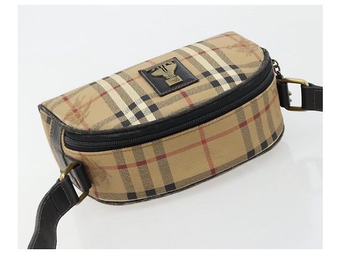 Borsa a Spalla Burberrys Nova Check PVC Beige Oro Auth 171262 D'oro - vista 6