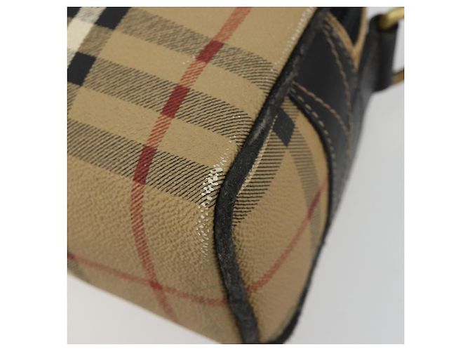 Borsa a Spalla Burberrys Nova Check PVC Beige Oro Auth 171262 D'oro - vista 9