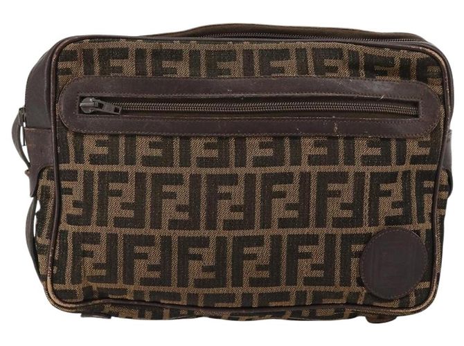 FENDI Zucca Canvas Schultertasche Schwarz Braun Auth 182351 - Ansicht 13