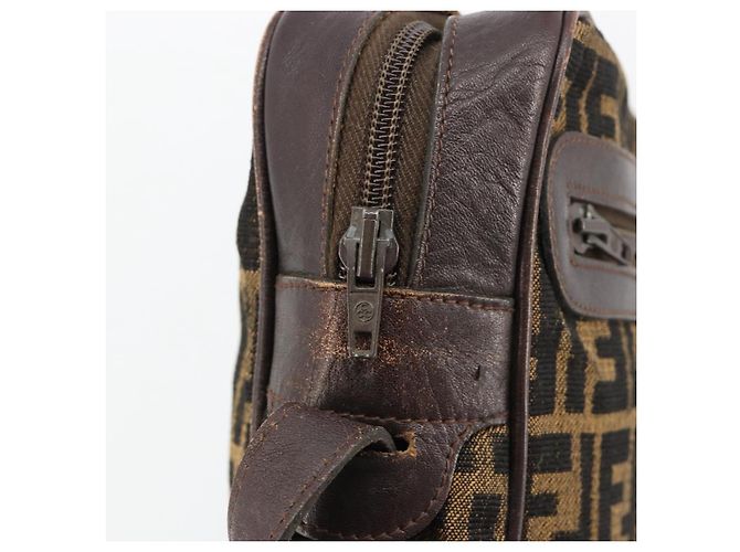 FENDI Zucca Canvas Schultertasche Schwarz Braun Auth 182351 - Ansicht 18