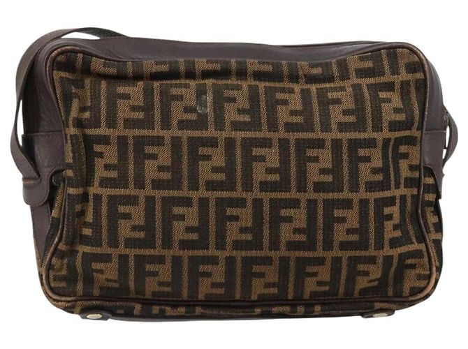 FENDI Zucca Canvas Schultertasche Schwarz Braun Auth 182351 - Ansicht 2