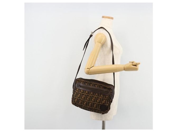 FENDI Zucca Canvas Schultertasche Schwarz Braun Auth 182351 - Ansicht 23