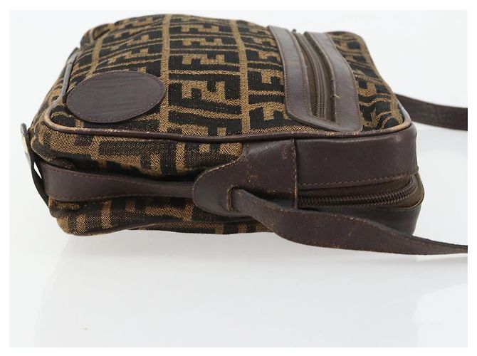 FENDI Zucca Canvas Schultertasche Schwarz Braun Auth 182351 - Ansicht 4