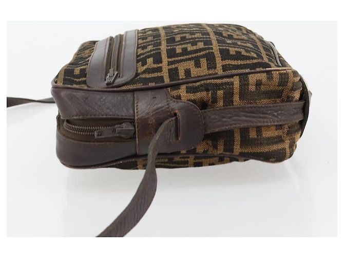 FENDI Zucca Canvas Schultertasche Schwarz Braun Auth 182351 - Ansicht 5