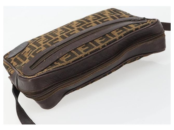 FENDI Zucca Canvas Schultertasche Schwarz Braun Auth 182351 - Ansicht 7