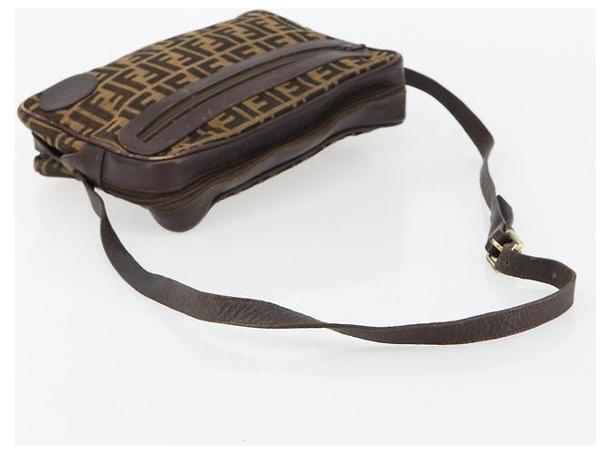 FENDI Zucca Canvas Schultertasche Schwarz Braun Auth 182351 - Ansicht 8