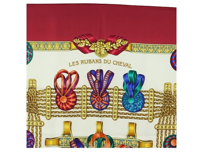 Hermès HERMES Carré 90 Sciarpa "LES RUBANS DU CHEVAL" Seta Multicolore Autentica BA12984V - vista 3