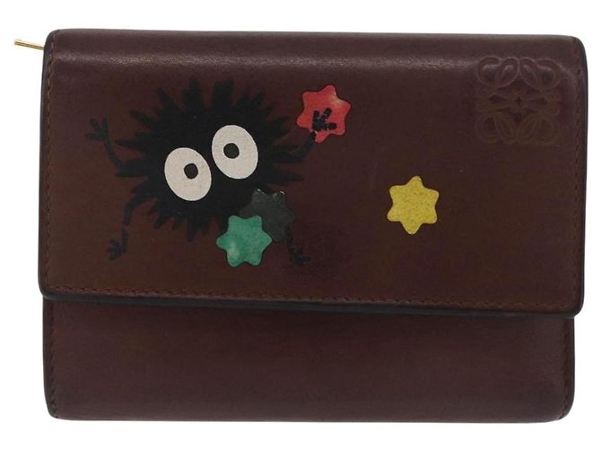 LOEWE LOEWE �~ Studio Ghibli Suswatari Cartera de Cuero Marrón Oro Auth 167360A Castaño Dorado - vista 13