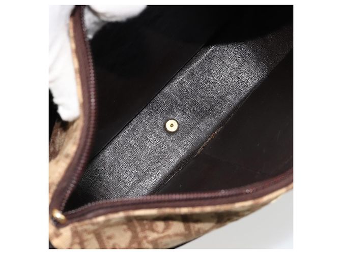 Borsa a tracolla Christian Dior Trotter Canvas Beige Oro Auth 178904 D'oro - vista 11