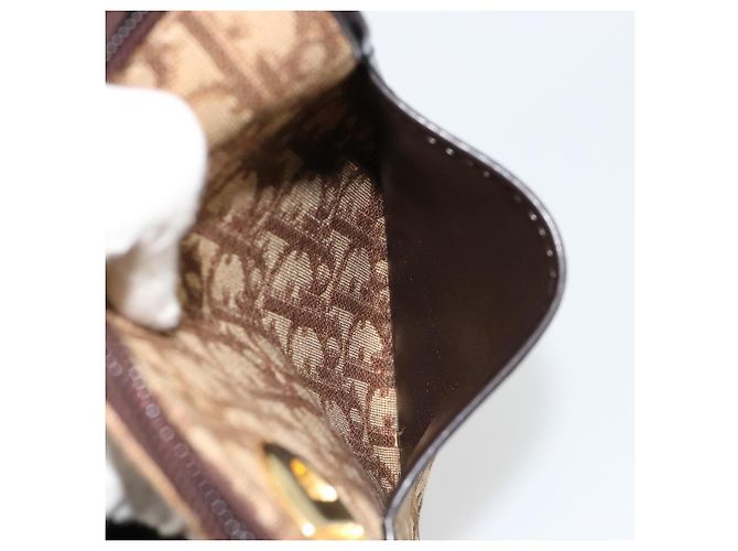 Borsa a tracolla Christian Dior Trotter Canvas Beige Oro Auth 178904 D'oro - vista 12