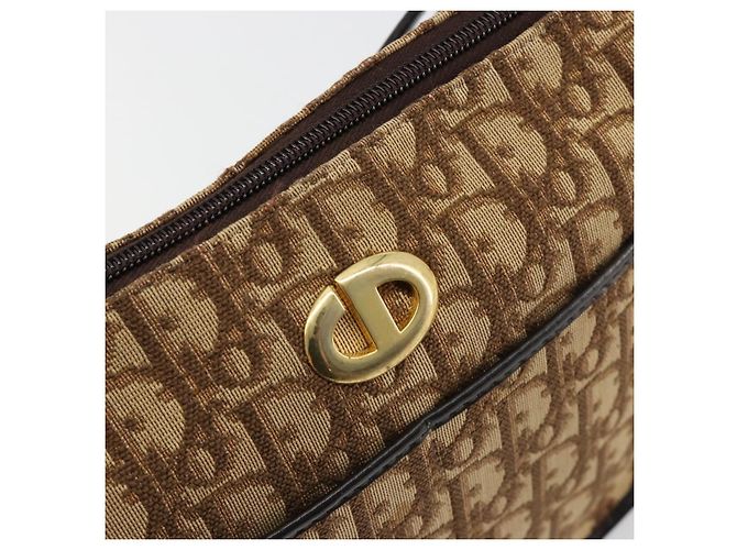 Borsa a tracolla Christian Dior Trotter Canvas Beige Oro Auth 178904 D'oro - vista 18