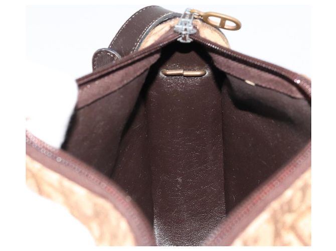 Borsa a tracolla Christian Dior Trotter Canvas Beige Oro Auth 178904 D'oro - vista 19