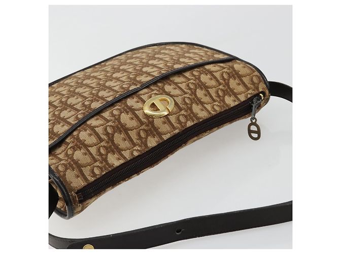 Borsa a tracolla Christian Dior Trotter Canvas Beige Oro Auth 178904 D'oro - vista 6