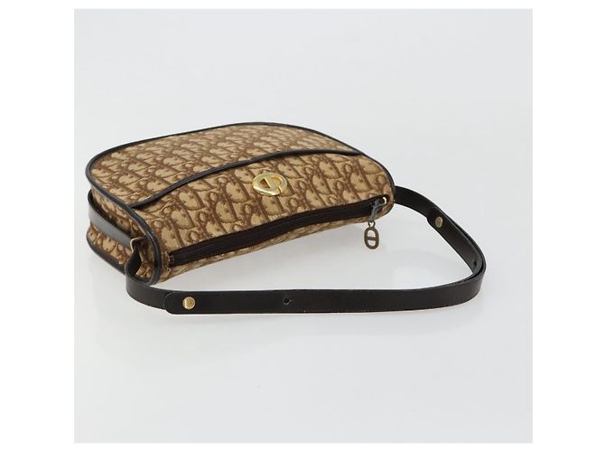Borsa a tracolla Christian Dior Trotter Canvas Beige Oro Auth 178904 D'oro - vista 7