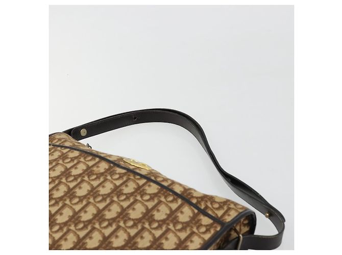 Borsa a tracolla Christian Dior Trotter Canvas Beige Oro Auth 178904 D'oro - vista 8