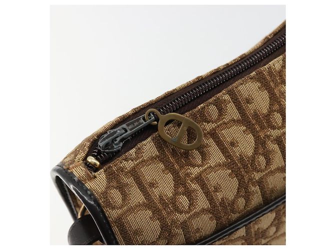 Borsa a tracolla Christian Dior Trotter Canvas Beige Oro Auth 178904 D'oro - vista 9