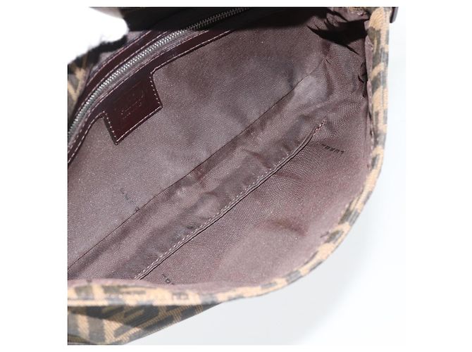 FENDI Zucca Canvas Mamma Baguette Shoulder Bag Black Brown Auth 181873SAM Marrone Nero - vista 10