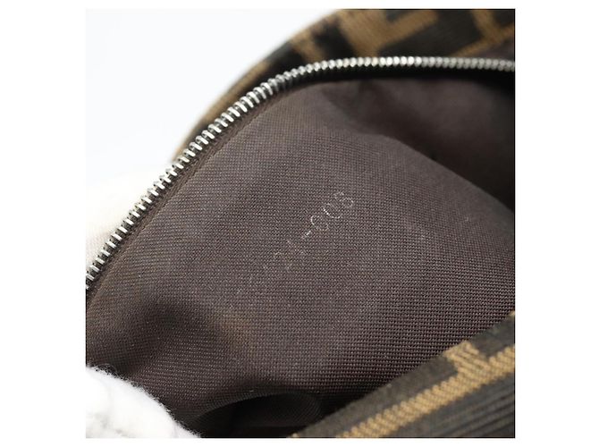 FENDI Zucca Canvas Mamma Baguette Shoulder Bag Black Brown Auth 181873SAM Marrone Nero - vista 11