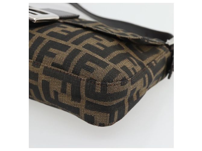 FENDI Zucca Canvas Mamma Baguette Shoulder Bag Black Brown Auth 181873SAM Marrone Nero - vista 14