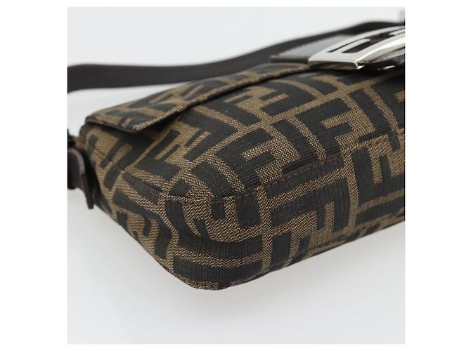 FENDI Zucca Canvas Mamma Baguette Shoulder Bag Black Brown Auth 181873SAM Marrone Nero - vista 15