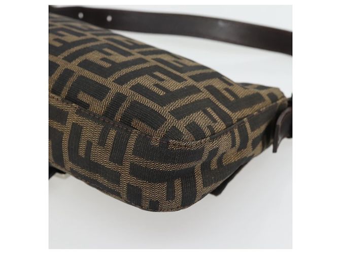 FENDI Zucca Canvas Mamma Baguette Shoulder Bag Black Brown Auth 181873SAM Marrone Nero - vista 16