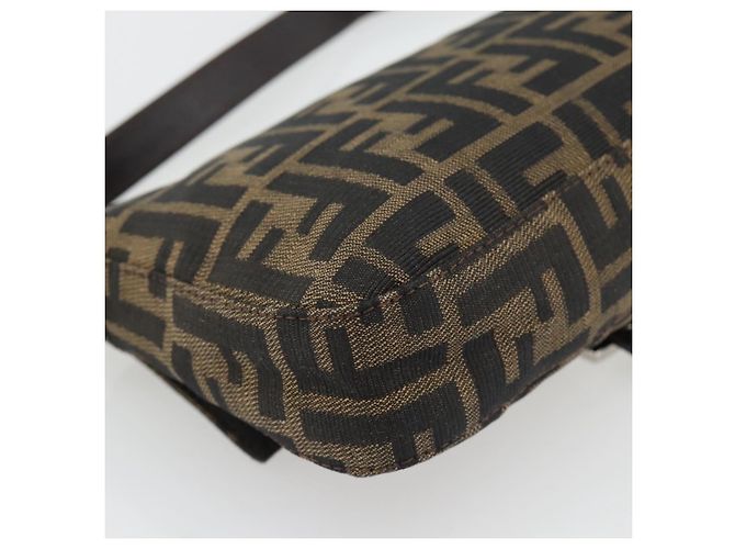 FENDI Zucca Canvas Mamma Baguette Shoulder Bag Black Brown Auth 181873SAM Marrone Nero - vista 17