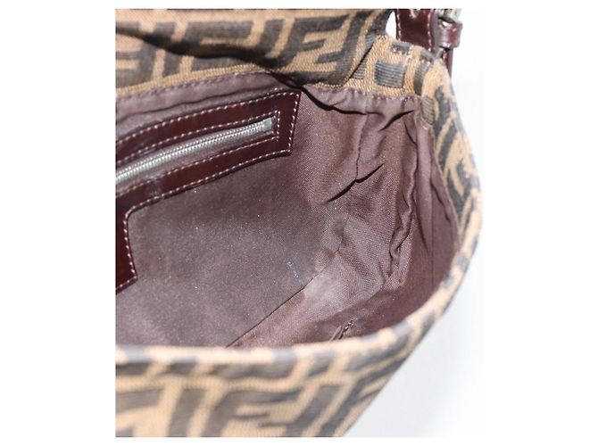 FENDI Zucca Canvas Mamma Baguette Shoulder Bag Black Brown Auth 181873SAM Marrone Nero - vista 19